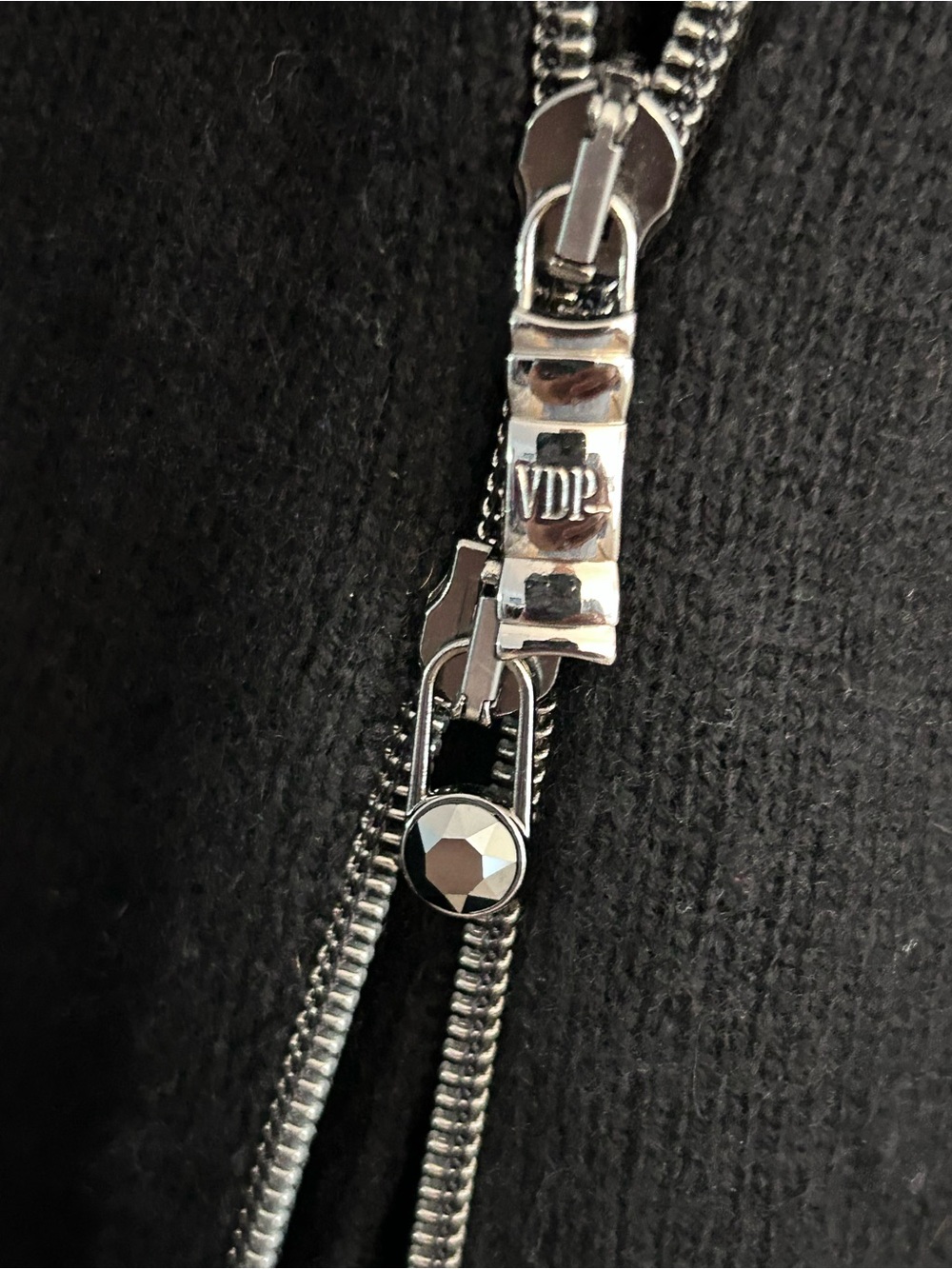 VDP Embellished Black Sweater Cape Zip up details - Picture 5 of 15